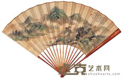 陆恢 己丑（1889）年作 山水 成扇 18×51cm